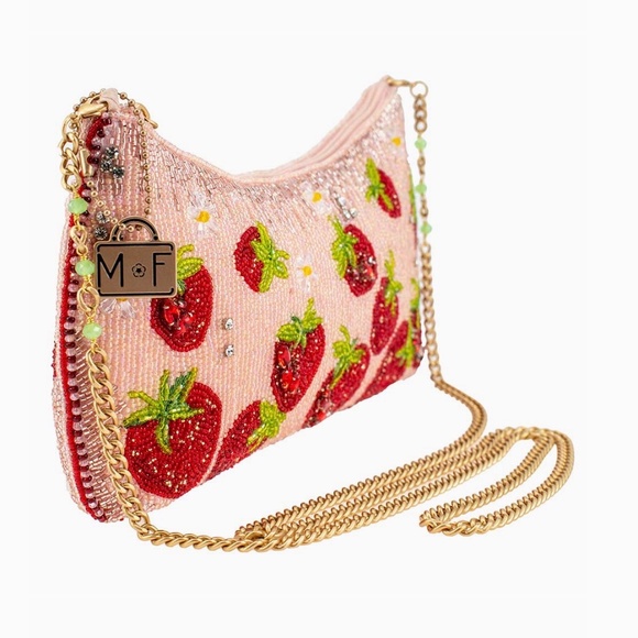 COPY - Strawberry Fields Beaded Strawberries On Pink Crossbody - Picture 6 of 7